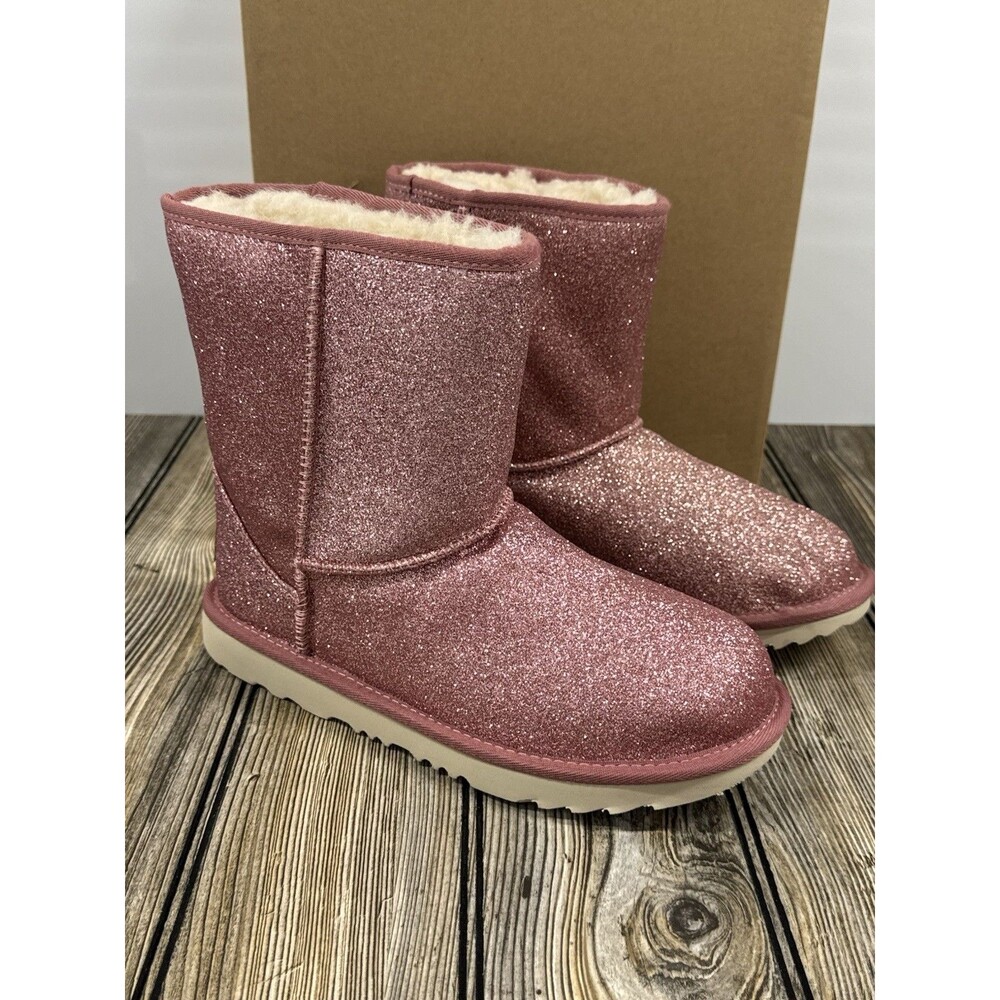 New Ugg Pink Classic Sparkle Boots Children's Size 6